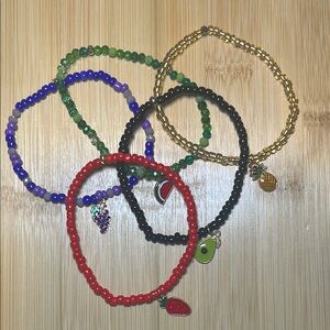 Colorful Beaded Charm Bracelets Set